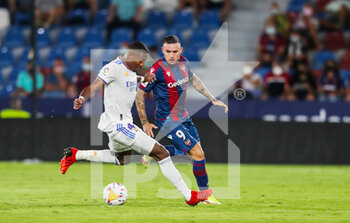 2021-08-22 - David Alaba of Real Madrid CF and Roger Marti of Levante UD during the Spanish championship La Liga football match between Levante UD and Real Madrid on August 22, 2021 at Ciutat de Valencia stadium in Valencia, Spain - Photo Ivan Terron / Spain DPPI / DPPI - LEVANTE UD VS REAL MADRID - SPANISH LA LIGA - SOCCER