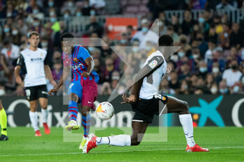 2021-10-17 - Ansu Fati of FC Barcelona scores a goal during the Spanish championship La Liga football match between FC Barcelona and Valencia CF on October 17, 2021 at Camp Nou stadium in Barcelona, Spain - FC BARCELONA VS VALENCIA CF - SPANISH LA LIGA - SOCCER