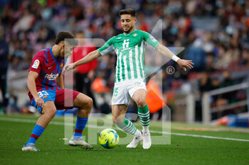 2021-12-04 - Alex Moreno of Real Betis Balompie and Abde Ezzalzouli of FC Barcelona during the Spanish championship La Liga football match between FC Barcelona and Real Betis Balompie on December 4, 2021 at Camp Nou Stadium in Barcelona, Spain - FC BARCELONA VS REAL BETIS BALOMPIE - SPANISH LA LIGA - SOCCER