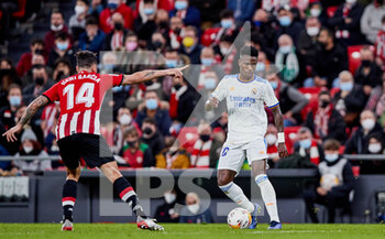 2021-12-22 - Vinicius Junior of Real Madrid during the Spanish championship La Liga football match between Athletic Club and Real Madrid CF on December 22, 2021 at San Mames stadium in Bilbao, Spain - ATHLETIC CLUB VS REAL MADRID CF - SPANISH LA LIGA - SOCCER