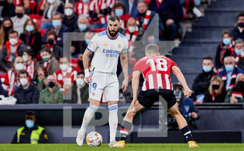 2021-12-22 - Karim Benzema of Real Madrid during the Spanish championship La Liga football match between Athletic Club and Real Madrid CF on December 22, 2021 at San Mames stadium in Bilbao, Spain - ATHLETIC CLUB VS REAL MADRID CF - SPANISH LA LIGA - SOCCER