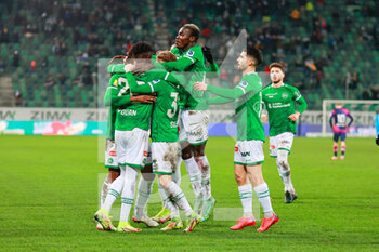 2021-12-11 - December 11th, 2021, St. Gallen, Kybunpark, Super League: FC St.Gallen 1879 - FC Lugano, the players from FC St.Gallen 1879 are happy about the goal to make it 1-1. - FC ST.GALLEN 1879 VS FC LUGANO - SWISS SUPER LEAGUE - SOCCER