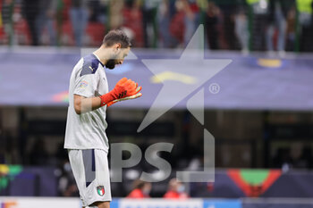 2021-10-06 - Giuanluigi Donnarumma of Italy reacts during the UEFA Nations League Finals 2021 semi-final football match between Italy and Spain at Giuseppe Meazza Stadium, Milan, Italy on October 06, 2021 - SEMIFINALE 2021 - ITALIA VS SPAGNA - UEFA NATIONS LEAGUE - SOCCER