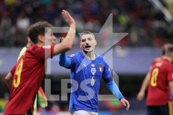 2021-10-06 - Marco Verratti of Italy reacts during the UEFA Nations League Finals 2021 semi-final football match between Italy and Spain at Giuseppe Meazza Stadium, Milan, Italy on October 06, 2021 - SEMIFINALE 2021 - ITALIA VS SPAGNA - UEFA NATIONS LEAGUE - SOCCER