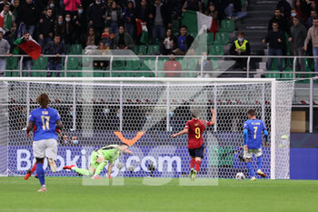 2021-10-06 - Lorenzo Pellegrini of Italy scores a goal during the UEFA Nations League Finals 2021 semi-final football match between Italy and Spain at Giuseppe Meazza Stadium, Milan, Italy on October 06, 2021 - SEMIFINALE 2021 - ITALIA VS SPAGNA - UEFA NATIONS LEAGUE - SOCCER