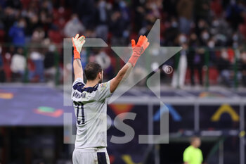 2021-10-06 - Giuanluigi Donnarumma of Italy celebrates  during the UEFA Nations League Finals 2021 semi-final football match between Italy and Spain at Giuseppe Meazza Stadium, Milan, Italy on October 06, 2021 - SEMIFINALE 2021 - ITALIA VS SPAGNA - UEFA NATIONS LEAGUE - SOCCER