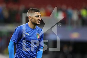 2021-10-06 - Marco Verratti of Italy warms up during the UEFA Nations League Finals 2021 semi-final football match between Italy and Spain at Giuseppe Meazza Stadium, Milan, Italy on October 06, 2021 - SEMIFINALE 2021 - ITALIA VS SPAGNA - UEFA NATIONS LEAGUE - SOCCER