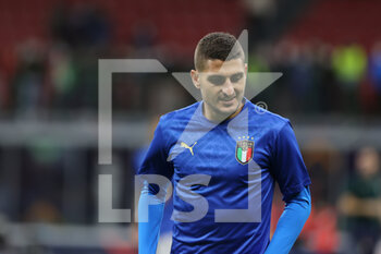 2021-10-06 - Marco Verratti of Italy warms up during the UEFA Nations League Finals 2021 semi-final football match between Italy and Spain at Giuseppe Meazza Stadium, Milan, Italy on October 06, 2021 - SEMIFINALE 2021 - ITALIA VS SPAGNA - UEFA NATIONS LEAGUE - SOCCER