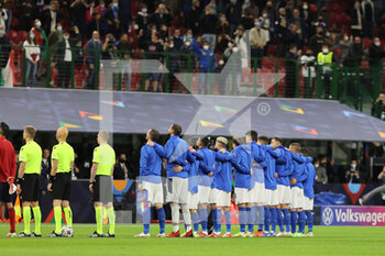 2021-10-06 - Italy team during the UEFA Nations League Finals 2021 semi-final football match between Italy and Spain at Giuseppe Meazza Stadium, Milan, Italy on October 06, 2021 - SEMIFINALE 2021 - ITALIA VS SPAGNA - UEFA NATIONS LEAGUE - SOCCER