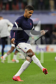 10/10/2021 - Raphael Varane of France warms up during the UEFA Nations League Finals 2021 final football match between Spain and France at Giuseppe Meazza Stadium, Milan, Italy on October 10, 2021 - FINALE - SPAGNA VS FRANCIA - UEFA NATIONS LEAGUE - CALCIO