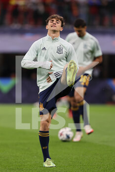 10/10/2021 - Gavi of Spain warms up during the UEFA Nations League Finals 2021 final football match between Spain and France at Giuseppe Meazza Stadium, Milan, Italy on October 10, 2021 - FINALE - SPAGNA VS FRANCIA - UEFA NATIONS LEAGUE - CALCIO