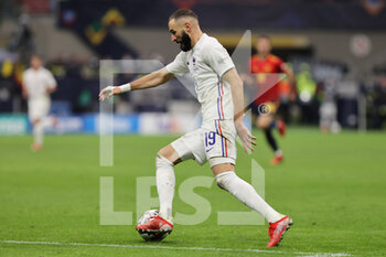 10/10/2021 - Karim Benzema of France in action during the UEFA Nations League Finals 2021 final football match between Spain and France at Giuseppe Meazza Stadium, Milan, Italy on October 10, 2021 - FINALE - SPAGNA VS FRANCIA - UEFA NATIONS LEAGUE - CALCIO