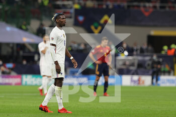 2021-10-10 - Paul Pogba of France in action during the UEFA Nations League Finals 2021 final football match between Spain and France at Giuseppe Meazza Stadium, Milan, Italy on October 10, 2021 - FINALE - SPAGNA VS FRANCIA - UEFA NATIONS LEAGUE - SOCCER