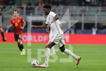 10/10/2021 - Aurelien Tchouameni of France in action during the UEFA Nations League Finals 2021 final football match between Spain and France at Giuseppe Meazza Stadium, Milan, Italy on October 10, 2021 - FINALE - SPAGNA VS FRANCIA - UEFA NATIONS LEAGUE - CALCIO