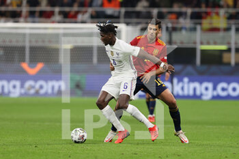 10/10/2021 - Paul Pogba of France fights for the ball against Rodri of Spain during the UEFA Nations League Finals 2021 final football match between Spain and France at Giuseppe Meazza Stadium, Milan, Italy on October 10, 2021 - FINALE - SPAGNA VS FRANCIA - UEFA NATIONS LEAGUE - CALCIO