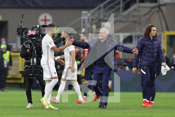 10/10/2021 - Didier Deschamps Head Coach of France celebrates the victory at the end of the match with Kylian Mbappe of France during the UEFA Nations League Finals 2021 final football match between Spain and France at Giuseppe Meazza Stadium, Milan, Italy on October 10, 2021 - FINALE - SPAGNA VS FRANCIA - UEFA NATIONS LEAGUE - CALCIO