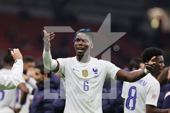 10/10/2021 - Paul Pogba of France celebrates the victory at the end of the match during the UEFA Nations League Finals 2021 final football match between Spain and France at Giuseppe Meazza Stadium, Milan, Italy on October 10, 2021 - FINALE - SPAGNA VS FRANCIA - UEFA NATIONS LEAGUE - CALCIO