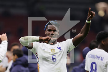 10/10/2021 - Paul Pogba of France celebrates the victory at the end of the match during the UEFA Nations League Finals 2021 final football match between Spain and France at Giuseppe Meazza Stadium, Milan, Italy on October 10, 2021 - FINALE - SPAGNA VS FRANCIA - UEFA NATIONS LEAGUE - CALCIO