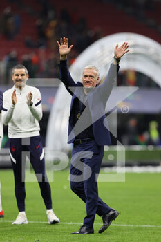 10/10/2021 - Didier Deschamps Head Coach of France celebrates the victory at the end of the match during the UEFA Nations League Finals 2021 final football match between Spain and France at Giuseppe Meazza Stadium, Milan, Italy on October 10, 2021 - FINALE - SPAGNA VS FRANCIA - UEFA NATIONS LEAGUE - CALCIO