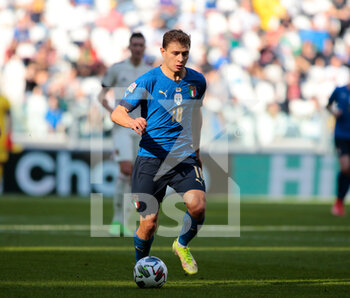 2021-10-10 - Nicolo Barella (Italy) during the UEFA Nations League, Third-place play-off football match between Italy and Belgium on October 10, 2021 at Allianz Stadium in Turin, Italy - FINALE 3°/4° POSTO - ITALIA VS BELGIO - UEFA NATIONS LEAGUE - SOCCER