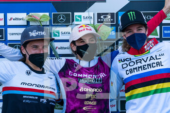 2021-08-15 - Womens elite podium, 1st Myriam NICOLE of France, 2nd Eleonora FARINA of Italy, 3rd Camille BALANCHE of Switzerland, during the 2021 Mountain Bike World Cup on August 15, 2021 in Maribor, Slovenia - Photo Olly Bowman / DPPI - 2021 MOUNTAIN BIKE WORLD CUP - MTB - MOUNTAIN BIKE - CYCLING