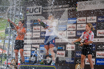 2021-08-28 - Podium of Elite Women‚Äôs cross-country race in UCI MTB World Championship in Val di Sole Italy: first place for Evie Richards (Great Britain), second place for  Anne Terpstra bronze medal for Sina Frei (Switzerland). - UCI MTB WORLD CHAMPIONSHIP - CROSS COUNTRY - ELITE WOMEN RACE - MTB - MOUNTAIN BIKE - CYCLING
