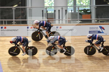 2021-10-19 - Team France poursuite par equipes during the Tissot UCI Track Cycling World Championships 2021, training day on October 19, 2021 at Stab Vélodrome in Roubaix, France - TISSOT UCI TRACK CYCLING WORLD CHAMPIONSHIPS 2021, TRAINING DAY - TRACK - CYCLING
