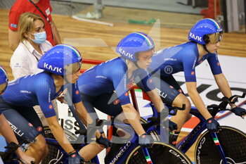 2021-10-20 - Team poursuit women Italia during the Tissot UCI Track Cycling World Championships 2021 on October 20, 2021 at Stab Vélodrome in Roubaix, France - TISSOT UCI TRACK CYCLING WORLD CHAMPIONSHIPS 2021 - TRACK - CYCLING