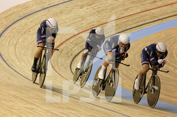 2021-10-20 - team poursuit France during the Tissot UCI Track Cycling World Championships 2021 on October 20, 2021 at Stab Vélodrome in Roubaix, France - TISSOT UCI TRACK CYCLING WORLD CHAMPIONSHIPS 2021 - TRACK - CYCLING