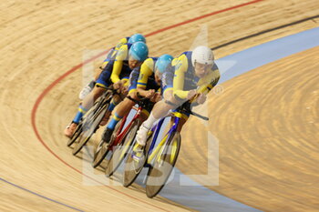 2021-10-20 - team poursuit Ukraine during the Tissot UCI Track Cycling World Championships 2021 on October 20, 2021 at Stab Vélodrome in Roubaix, France - TISSOT UCI TRACK CYCLING WORLD CHAMPIONSHIPS 2021 - TRACK - CYCLING