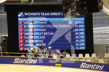 2021-10-20 - Team sprint germany new world record during the Tissot UCI Track Cycling World Championships 2021 on October 20, 2021 at Stab Vélodrome in Roubaix, France - TISSOT UCI TRACK CYCLING WORLD CHAMPIONSHIPS 2021 - TRACK - CYCLING