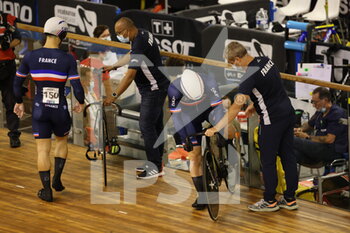 2021-10-20 - Team sprint man France during the Tissot UCI Track Cycling World Championships 2021 on October 20, 2021 at Stab Vélodrome in Roubaix, France - TISSOT UCI TRACK CYCLING WORLD CHAMPIONSHIPS 2021 - TRACK - CYCLING