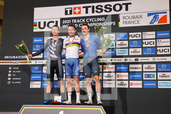 2021-10-23 - Podium Omnium man during the Tissot UCI Track Cycling World Championships 2021 on October 23, 2021 at Stab Vélodrome in Roubaix, France - TISSOT UCI TRACK CYCLING WORLD CHAMPIONSHIPS 2021 - TRACK - CYCLING