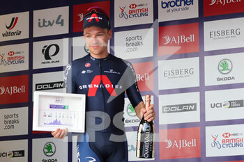 2021-09-09 - Ethan Hayter GBR on the podium during the fifth and final stage of the Tour of Britain 2021, between Alderley Park and Warrington in the North West of England, United Kingdom on 9 September 2021 - TOUR OF BRITAIN 2021, BETWEEN ALDERLEY PARK AND WARRINGTON - TOUR OF BRITAIN - CYCLING