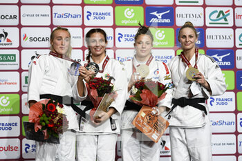 2021-10-16 - Women -63 kg, RENSHALL Lucy of Great Britain Silver medal, Barbara TIMO of Portugal Gold medal, Manon DEKETER of France and SZYMANSKA Angelika of Poland Bronze medal during the Paris Grand Slam 2021, Judo event on October 16, 2021 at AccorHotels Arena in Paris, France - PARIS GRAND SLAM 2021, JUDO EVENT - JUDO - CONTACT