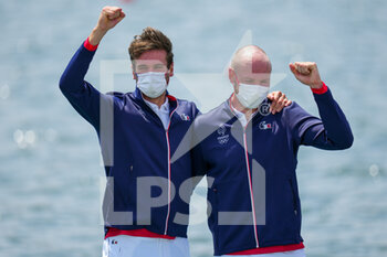 2021-07-28 - Hugo Boucheron and Matthieu Androdias of France Gold Medal during the Olympic Games Tokyo 2020, Men's Double Sculls Final A on July 28, 2021 at the Sea Forest Waterway in Tokyo, Japan - Photo Yannick Verhoeven / Orange Pictures / DPPI - OLYMPIC GAMES TOKYO 2020, JULY 28, 2021 - OLYMPIC GAMES TOKYO 2020 - OLYMPIC GAMES