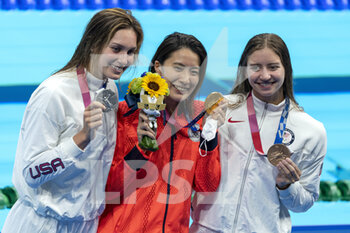 2021-07-28 - Alex Walsh of United States, silver, Yui Ohashi of Japan, gold, and Kate Douglass of United States, bronze during the Olympic Games Tokyo 2020, women 200m Individual Medley final on July 28, 2021 at Tokyo Aquatics Centre in Tokyo, Japan - Photo Giorgio Scala / Orange Pictures / DPPI - OLYMPIC GAMES TOKYO 2020, JULY 28, 2021 - OLYMPIC GAMES TOKYO 2020 - OLYMPIC GAMES