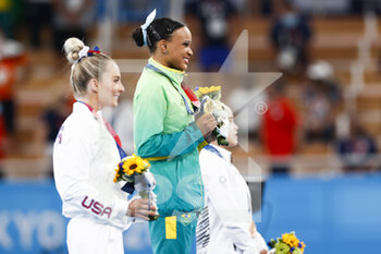 2021-08-01 - SKINNER Mykayla (USA) 2nd Silver Medal, ANDRADE Rebeca (BRA) Winner Gold Medal, YEO Seojeong (KOR) 3rd Bronze Medal during the Olympic Games Tokyo 2020, Artistic Gymnastics Women's Apparatus Vault Medal Ceremony on August 1, 2021 at Ariake Gymnastics Centre in Tokyo, Japan - Photo Kanami Yoshimura / Photo Kishimoto / DPPI - OLYMPIC GAMES TOKYO 2020, AUGUST 1, 2021 - OLYMPIC GAMES TOKYO 2020 - OLYMPIC GAMES