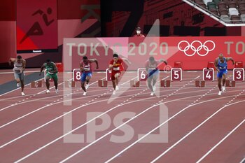 2021-08-01 - de GRASSE Andre (CAN) Bronze Medal, ADEGOKE Enoch (NGR), BAKER Ronnie (USA), SU Bingtian (CHN), KERLEY Fred (USA) Silver Medal, JACOBS Lamont Marcell (ITA) Gold Medal during the Olympic Games Tokyo 2020, Athletics Men's 100m Final on August 1, 2021 at Olympic Stadium in Tokyo, Japan - Photo Photo Kishimoto / DPPI - OLYMPIC GAMES TOKYO 2020, AUGUST 1, 2021 - OLYMPIC GAMES TOKYO 2020 - OLYMPIC GAMES