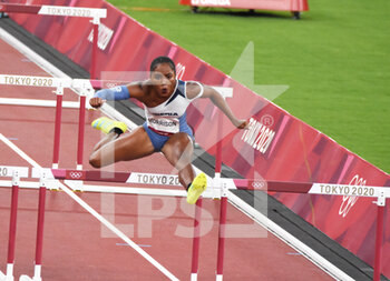 2021-08-01 - Ebony Morrison (LBR) competes on women's 100m hurdles semi-final, during the Olympic Games Tokyo 2020, Athletics, on August 1, 2021 at Tokyo Olympic Stadium in Tokyo, Japan - Photo Yoann Cambefort / Marti Media / DPPI - OLYMPIC GAMES TOKYO 2020, AUGUST 1, 2021 - OLYMPIC GAMES TOKYO 2020 - OLYMPIC GAMES