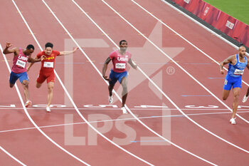 2021-08-01 - Ronnie Baker (USA), Bingtian Su (CHN), Fred Kerley (USA), Lamont Marcell Jacobs (ITA), men's 100m final during the Olympic Games Tokyo 2020, Athletics, on August 1, 2021 at Tokyo Olympic Stadium in Tokyo, Japan - Photo Yoann Cambefort / Marti Media / DPPI - OLYMPIC GAMES TOKYO 2020, AUGUST 1, 2021 - OLYMPIC GAMES TOKYO 2020 - OLYMPIC GAMES