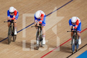 2021-08-02 - Marie le Net of France, Victoire Berteau of France, Marion Borras of France, Coralie Demay of France and Valentine Fortin of France during the Olympic Games Tokyo 2020, Cycling Track Women's Team Sprint Qualifying on August 2, 2021 at the Izu Velodrome in Tokyo, Japan - Photo Yannick Verhoeven / Orange Pictures / DPPI - OLYMPIC GAMES TOKYO 2020, AUGUST 02, 2021 - OLYMPIC GAMES TOKYO 2020 - OLYMPIC GAMES
