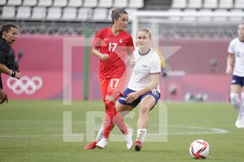 2021-08-02 - Jessie FLEMING (CAN) Lindsey HORAN (USA) during the Olympic Games Tokyo 2020, Football Women's Semi-Final between United States and Canada on August 2, 2021 at Ibaraki Kashima Stadium in Kashima, Japan - Photo Photo Kishimoto / DPPI - OLYMPIC GAMES TOKYO 2020, AUGUST 02, 2021 - OLYMPIC GAMES TOKYO 2020 - OLYMPIC GAMES