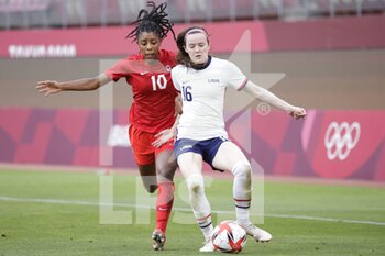 2021-08-02 - Ashley LAWRENCE (CAN) Rose LAVELLE (USA) during the Olympic Games Tokyo 2020, Football Women's Semi-Final between United States and Canada on August 2, 2021 at Ibaraki Kashima Stadium in Kashima, Japan - Photo Photo Kishimoto / DPPI - OLYMPIC GAMES TOKYO 2020, AUGUST 02, 2021 - OLYMPIC GAMES TOKYO 2020 - OLYMPIC GAMES