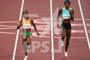 2021-08-03 - Marie-Josee Ta Lou (CIV), Shaunae Miller-Uibo (BAH) compete on women's 200m semi-final during the Olympic Games Tokyo 2020, Athletics, on August 2, 2021 at Tokyo Olympic Stadium in Tokyo, Japan - Photo Yoann Cambefort / Marti Media / DPPI - OLYMPIC GAMES TOKYO 2020, AUGUST 02, 2021 - OLYMPIC GAMES TOKYO 2020 - OLYMPIC GAMES
