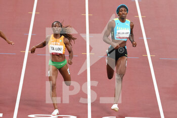 2021-08-03 - Marie-Josee Ta Lou (CIV), Shaunae Miller-Uibo (BAH) compete on women's 200m semi-final during the Olympic Games Tokyo 2020, Athletics, on August 2, 2021 at Tokyo Olympic Stadium in Tokyo, Japan - Photo Yoann Cambefort / Marti Media / DPPI - OLYMPIC GAMES TOKYO 2020, AUGUST 02, 2021 - OLYMPIC GAMES TOKYO 2020 - OLYMPIC GAMES
