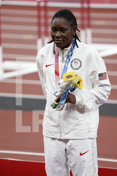 2021-08-03 - Brittney REESE (USA) 2nd Silver Medal during the Olympic Games Tokyo 2020, Athletics Women's Long Jump Medal Ceremony on August 3, 2021 at Olympic Stadium in Tokyo, Japan - Photo Yuya Nagase / Photo Kishimoto / DPPI - OLYMPIC GAMES TOKYO 2020, AUGUST 03, 2021 - OLYMPIC GAMES TOKYO 2020 - OLYMPIC GAMES
