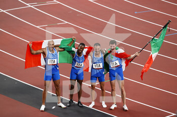 06/08/2021 - Team Italy Gold Medal during the Olympic Games Tokyo 2020, Athletics Mens 4x100m Relay Final on August 6, 2021 at Olympic Stadium in Tokyo, Japan - Photo Photo Kishimoto / DPPI - OLYMPIC GAMES TOKYO 2020, AUGUST 06, 2021 - OLIMPIADI TOKYO 2020 - GIOCHI OLIMPICI