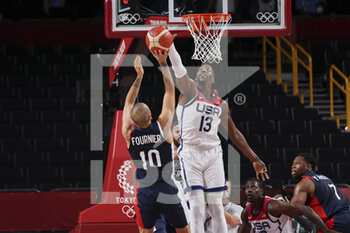 2021-08-07 - Evan FOURNIER (10) of France and Bam ADEBAYO (13) of USA during the Olympic Games Tokyo 2020, Basketball Gold Medal Game, France - United States on August 7, 2021 at Saitama Super Arena in Tokyo, Japan - Photo Ann-Dee Lamour / CDP MEDIA / DPPI - OLYMPIC GAMES TOKYO 2020, AUGUST 07, 2021 - OLYMPIC GAMES TOKYO 2020 - OLYMPIC GAMES