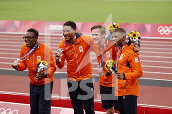 2021-08-07 - Netherlands 2nd Silver Medal during the Olympic Games Tokyo 2020, Athletics Mens 4x400m Relay Medal Ceremony on August 7, 2021 at Olympic Stadium in Tokyo, Japan - Photo Yuya Nagase / Photo Kishimoto / DPPI - OLYMPIC GAMES TOKYO 2020, AUGUST 07, 2021 - OLYMPIC GAMES TOKYO 2020 - OLYMPIC GAMES